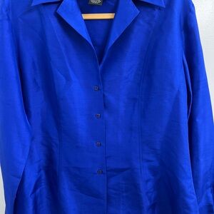 NEW August Silk Blue Blouse Size: 12